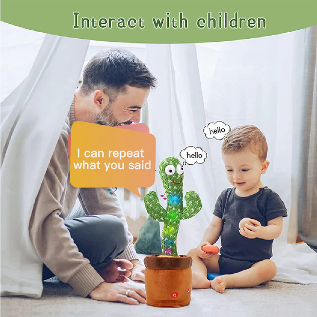 Dancing Cactus Toy with Recording – Rechargeable/Cell Operated Plush Funny Electronic Shaking Cactus Singing Dancing Cactus - Image 4